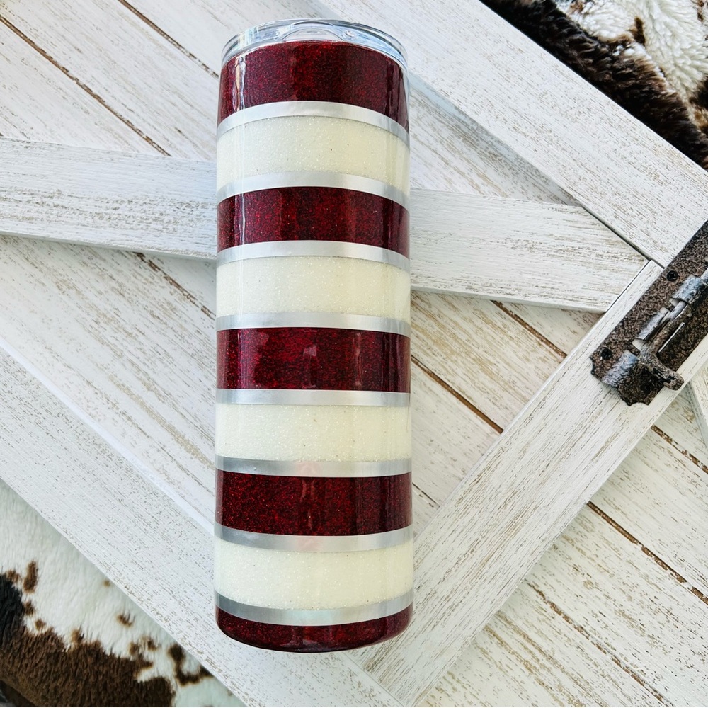 20oz Skinny Straight Tumbler American Flag Glitter Travel Mug Custom Cup America - Picture 3 of 6